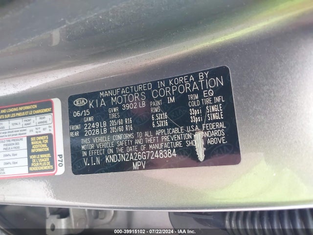 KIA Soul 2016 KNDJN2A26G7248384 Image 9