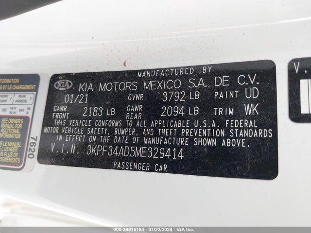 KIA Forte Gt-line 2021 3KPF34AD5ME329414 Image 9