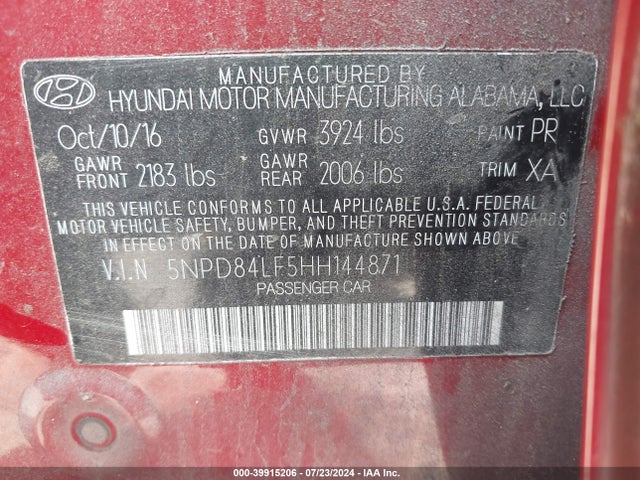 Hyundai Elantra Value Edition 2017 5NPD84LF5HH144871 Image 9