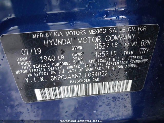 Hyundai ACCENT SE 2020 3KPC24A67LE094052 Image 9