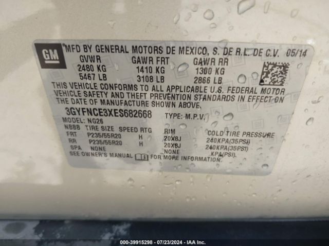 3GYFNCE3XES682668 Cadillac Srx Performance Collection