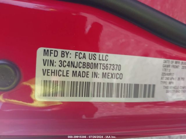 3C4NJCBB0MT567370 Jeep Compass Latitude Fwd