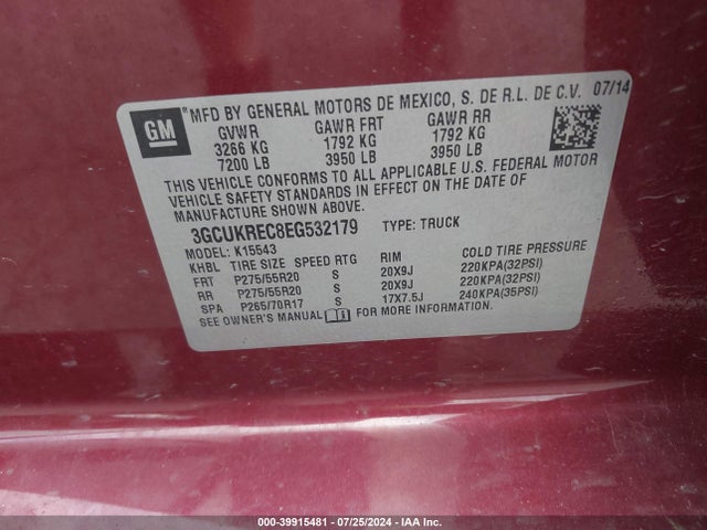 Chevrolet Silverado 1500 1lt 2014 3GCUKREC8EG532179 Image 9