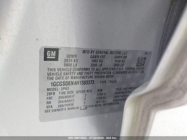 1GCGSDEN4H1303373 Chevrolet Colorado Z71