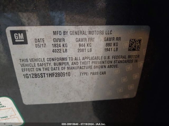 1G1ZB5ST1HF280910 Chevrolet MALIBU LS
