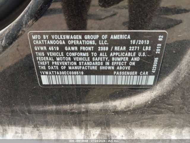 1VWAT7A39EC038519 Volkswagen Passat 1.8t Wolfsburg Edition