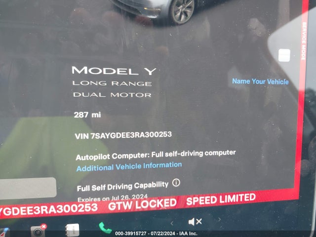 2024 TESLA MODEL Y 7SAYGDEE3RA300253 Photo 6