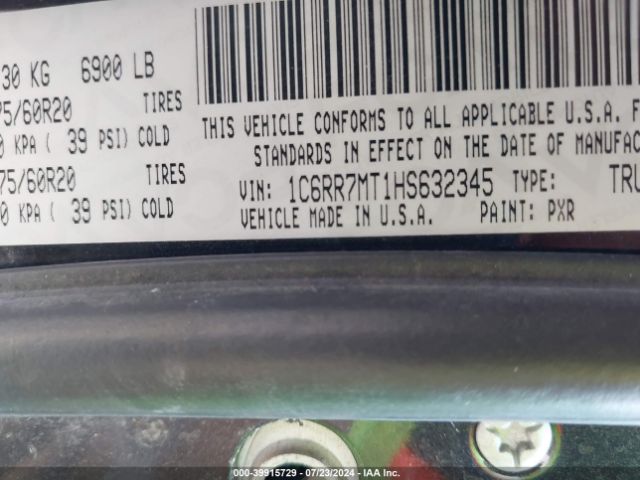 1C6RR7MT1HS632345 RAM 1500 Night  4x4 5'7 Box