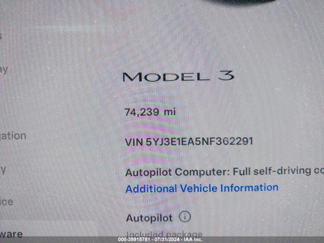 2022 TESLA MODEL 3 5YJ3E1EA5NF362291 Photo 6