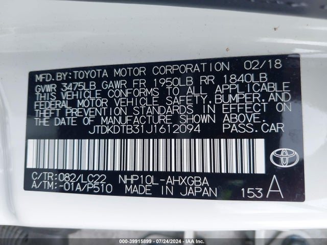Toyota Prius C Four 2018 JTDKDTB31J1612094 Image 9