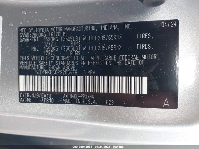Toyota SIENNA XLE 2024 5TDYRKEC0RS205478 Image 9