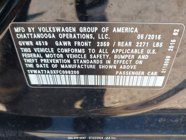 1VWAT7A3XFC098200 Volkswagen Passat 1.8t Limited Edition