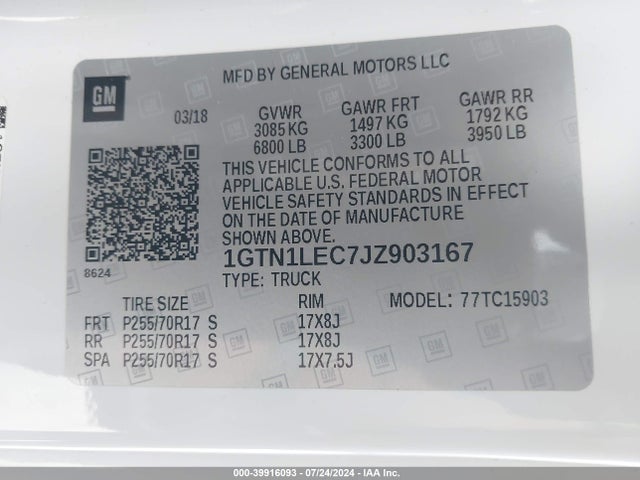 1GTN1LEC7JZ903167 GMC SIERRA 1500
