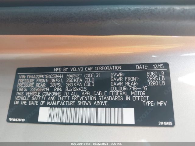 YV4A22PK1G1058444 Volvo Xc90 T6 Momentum