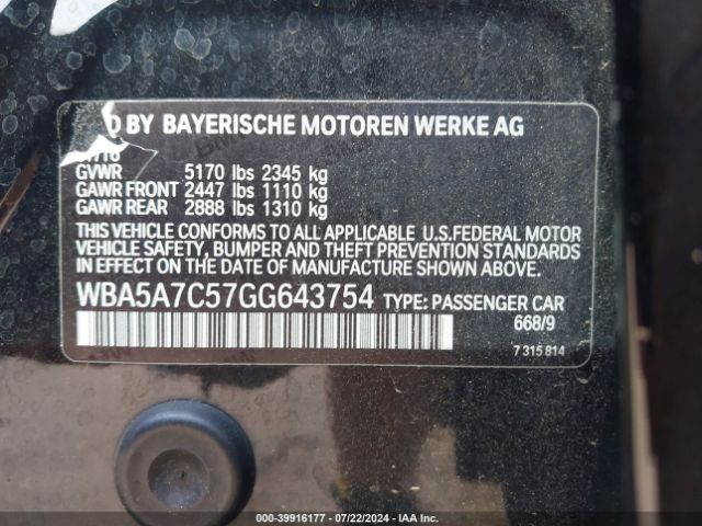 WBA5A7C57GG643754 BMW 528i Xdrive