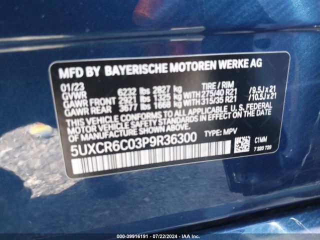 5UXCR6C03P9R36300 BMW X5 Xdrive40i