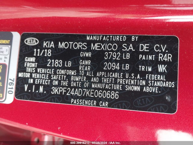 KIA Forte Lxs 2019 3KPF24AD7KE060686 Image 9