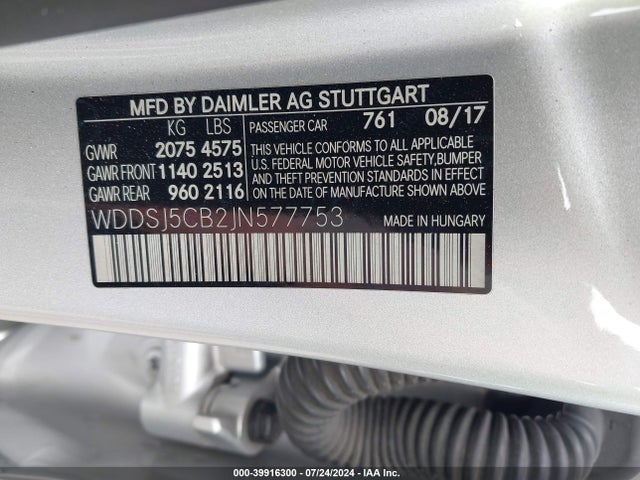 Aukcja sprzedaży 2018 Mercedes-benz Amg Cla 45 4matic, vin: WDDSJ5CB2JN577753, numer aukcji: 39916300