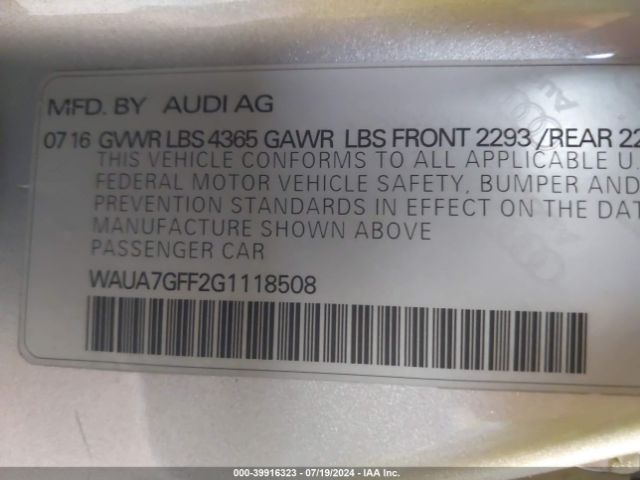 WAUA7GFF2G1118508 Audi A3 1.8t Premium