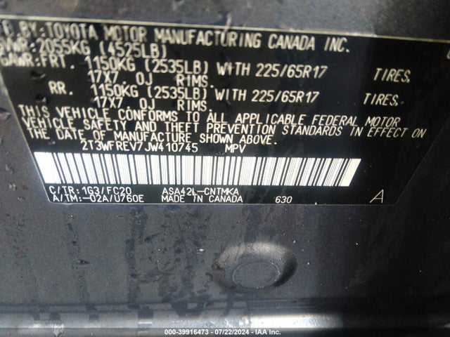 Toyota Rav4 Xle 2018 2T3WFREV7JW410745 Image 9