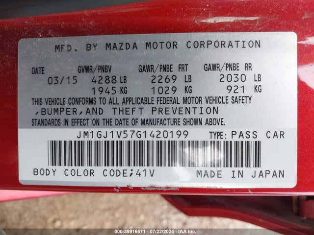 Mazda Mazda6 I Touring 2016 JM1GJ1V57G1420199 Image 9