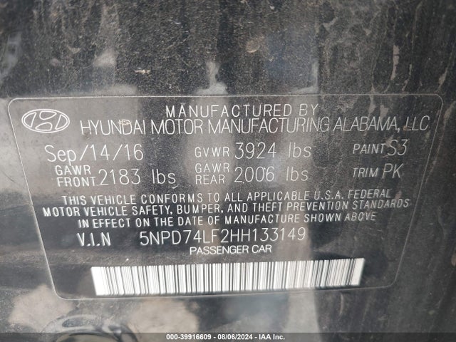 Hyundai ELANTRA SE 2017 5NPD74LF2HH133149 Image 9