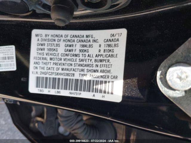 2HGFC2F5XHH538228 Honda Civic Lx