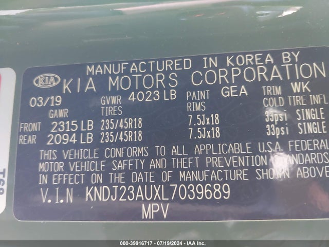 KIA Soul X-line 2020 KNDJ23AUXL7039689 Image 9