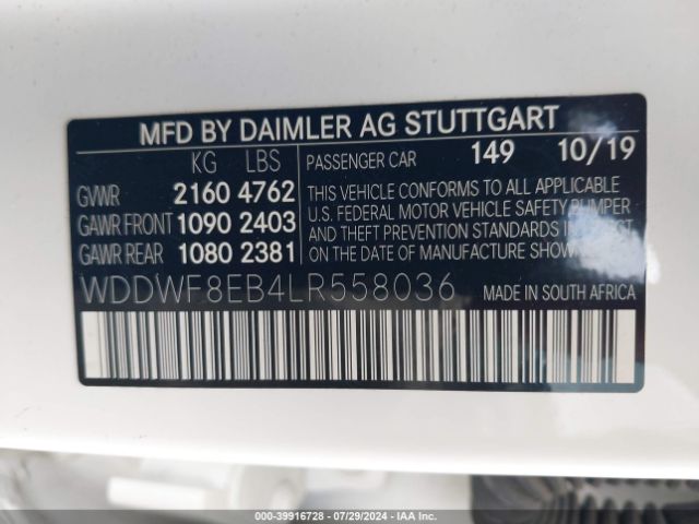 WDDWF8EB4LR558036 Mercedes-Benz C 300 4matic