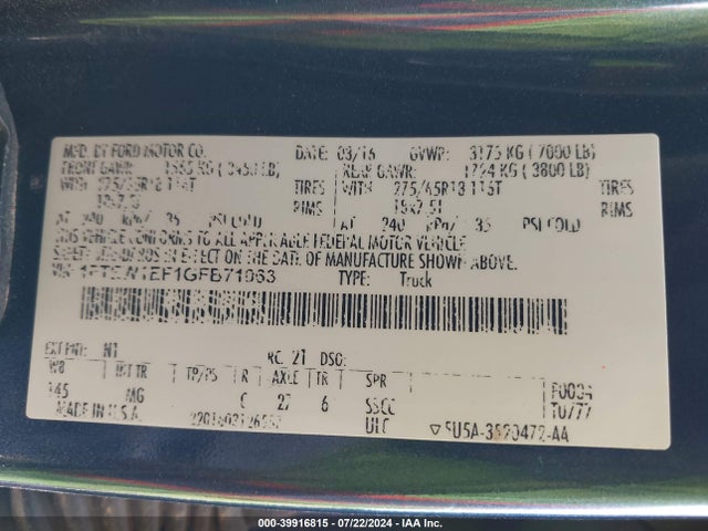 Ford F-150 Xlt 2016 1FTEW1EF1GFB71063 Image 9
