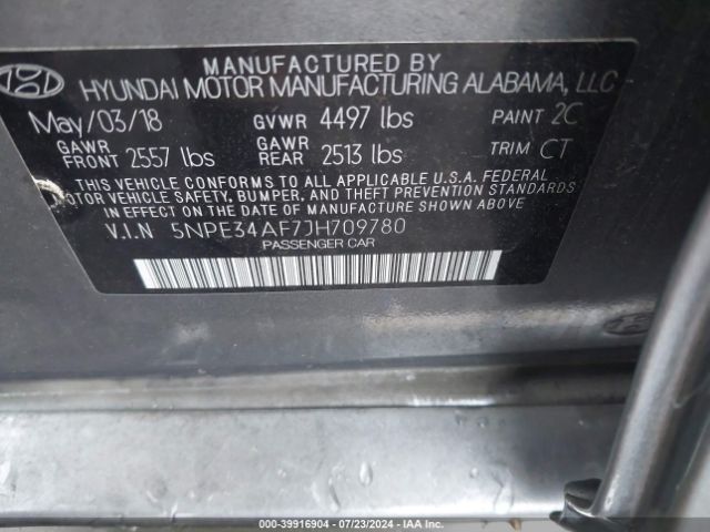 5NPE34AF7JH709780 Hyundai Sonata Sport+