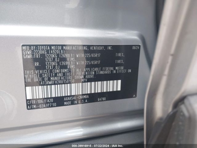 2024 TOYOTA RAV4 HYBRID 4T3RWRFV2RU150150 Photo 8
