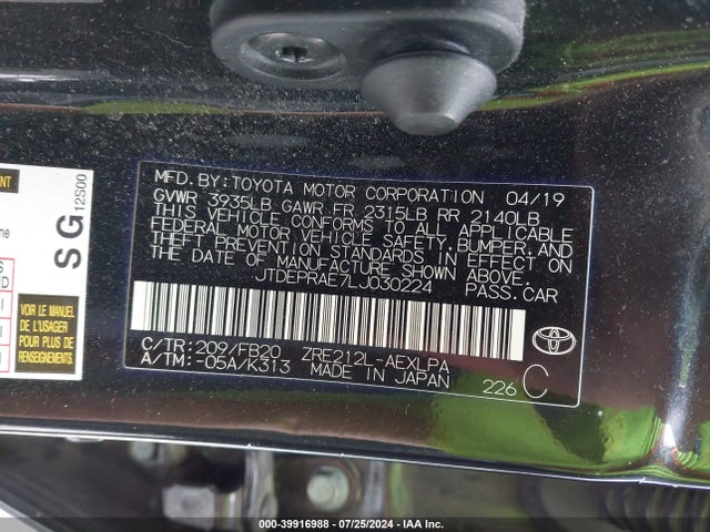 Toyota COROLLA LE 2020 JTDEPRAE7LJ030224 Image 9