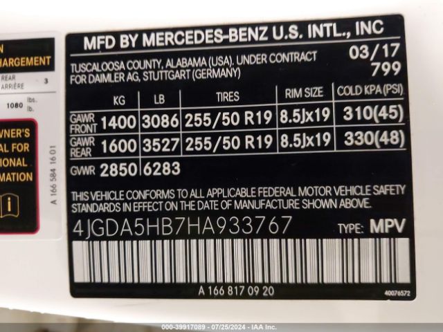 4JGDA5HB7HA933767 Mercedes-Benz Gle 350 4matic