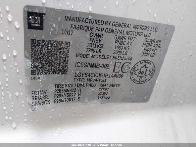 1GYS4CKJ5JR144980 Cadillac Escalade Premium Luxury