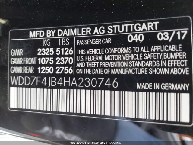 WDDZF4JB4HA230746 Mercedes-Benz E 300