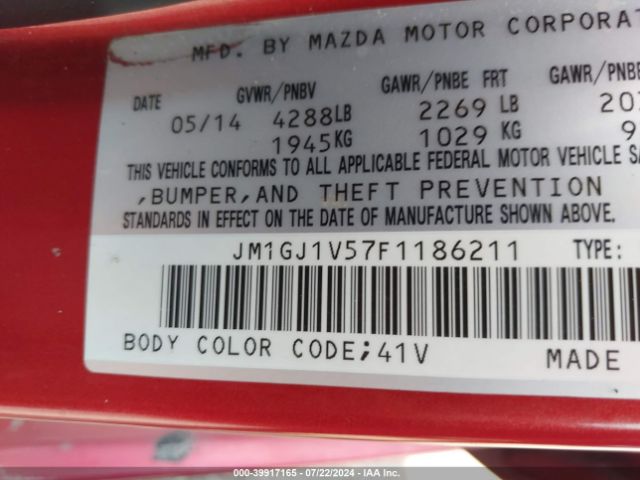 JM1GJ1V57F1186211 Mazda MAZDA6
