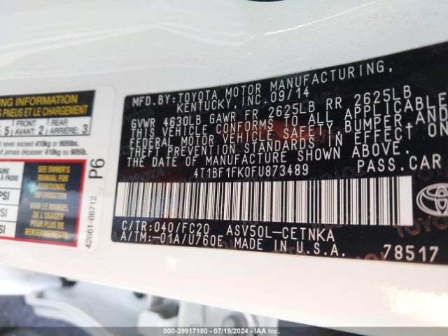 4T1BF1FK0FU873489 Toyota CAMRY LE