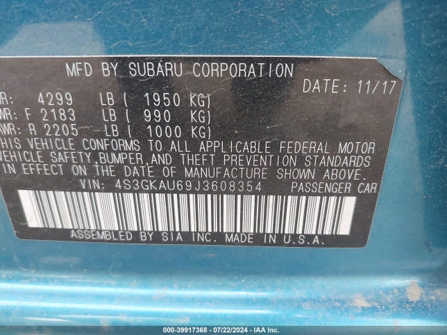 4S3GKAU69J3608354 Subaru Impreza 2.0i Limited