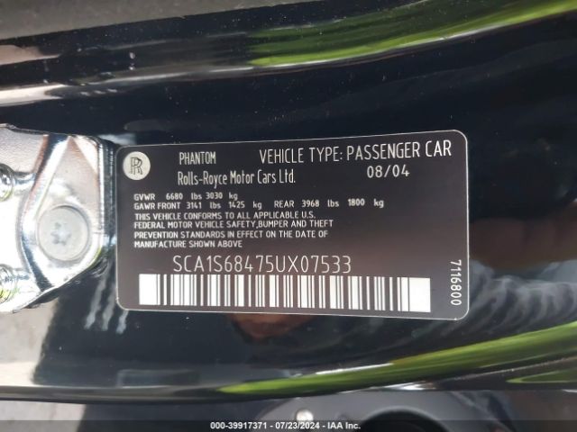 2005 ROLLS-ROYCE PHANTOM SCA1S68475UX07533 Photo 8