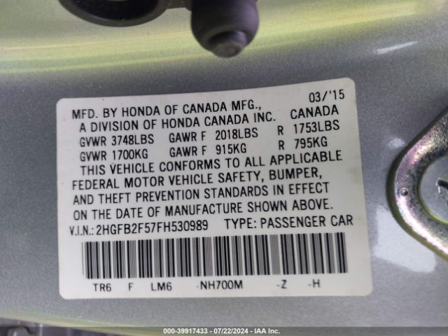 2HGFB2F57FH530989 Honda Civic Lx