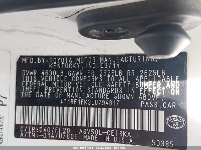 Toyota CAMRY SE 2014 4T1BF1FK3EU794817 Image 9