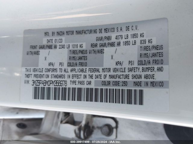 3MZBPABM0PM356978 Mazda Mazda3 2.5 S Select