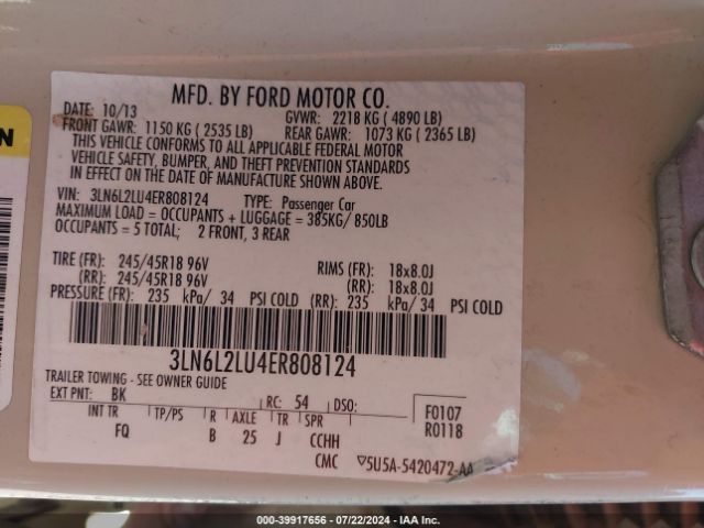 3LN6L2LU4ER808124 Lincoln MKZ HYBRID