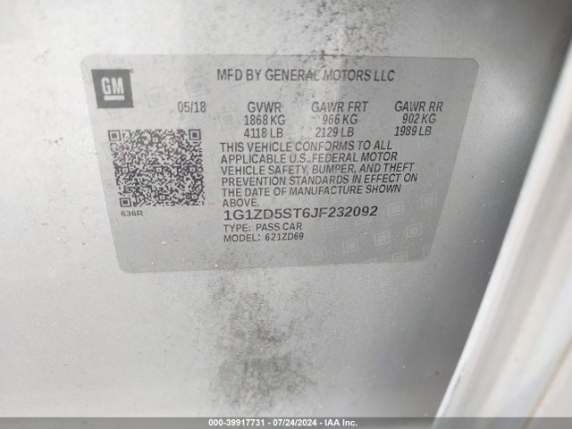 Chevrolet MALIBU LT 2018 1G1ZD5ST6JF232092 Image 9