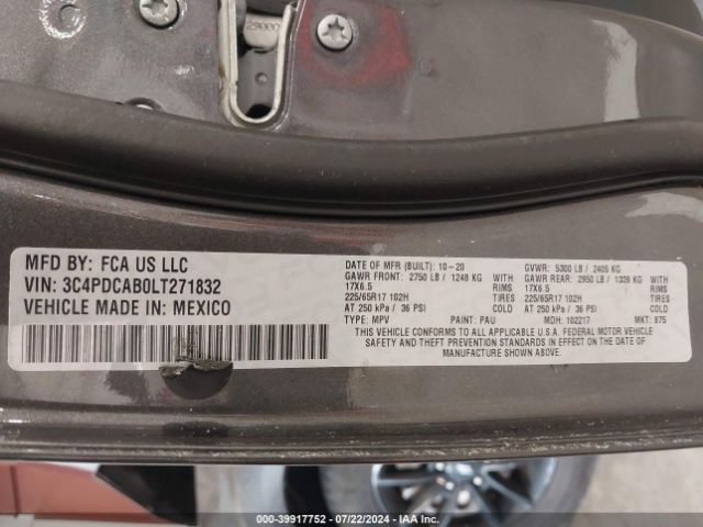3C4PDCAB0LT271832 Dodge Journey Se Value