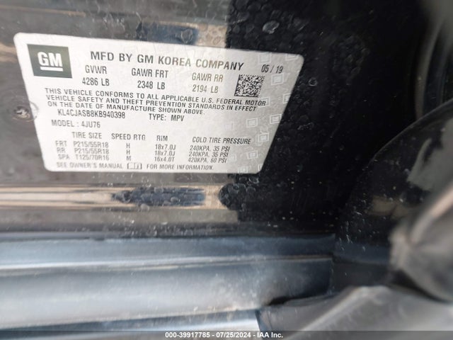 KL4CJASB8KB940398 Buick Encore Fwd Preferred