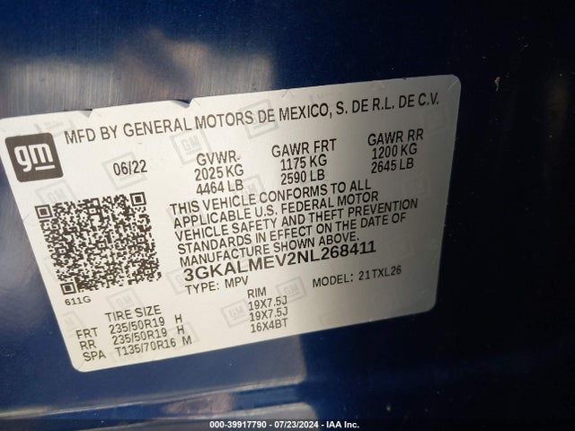 3GKALMEV2NL268411 GMC Terrain Fwd Sle