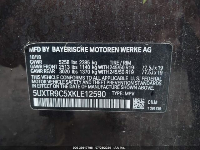 5UXTR9C5XKLE12590 BMW X3 Xdrive30i
