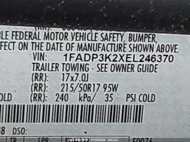 Ford FOCUS SE 2014 1FADP3K2XEL246370 Image 9